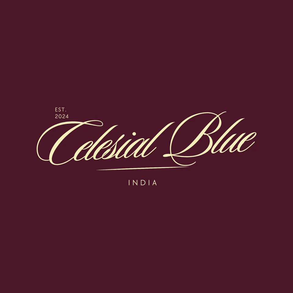 The Celesial Blue script print, Est. 2024, India