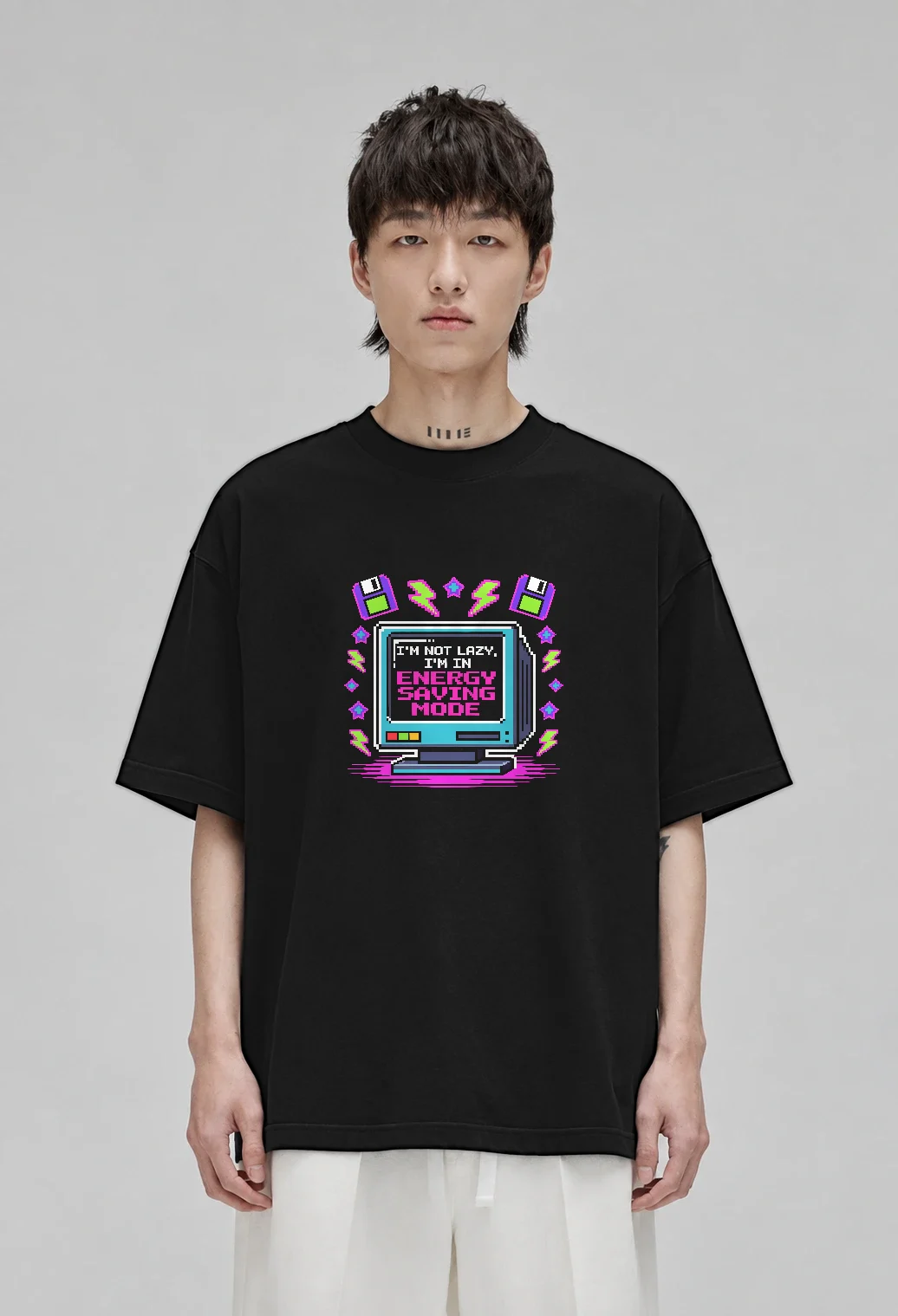 LAZY OVERSIZED TSHIRT oversized t-shirt, black, front view