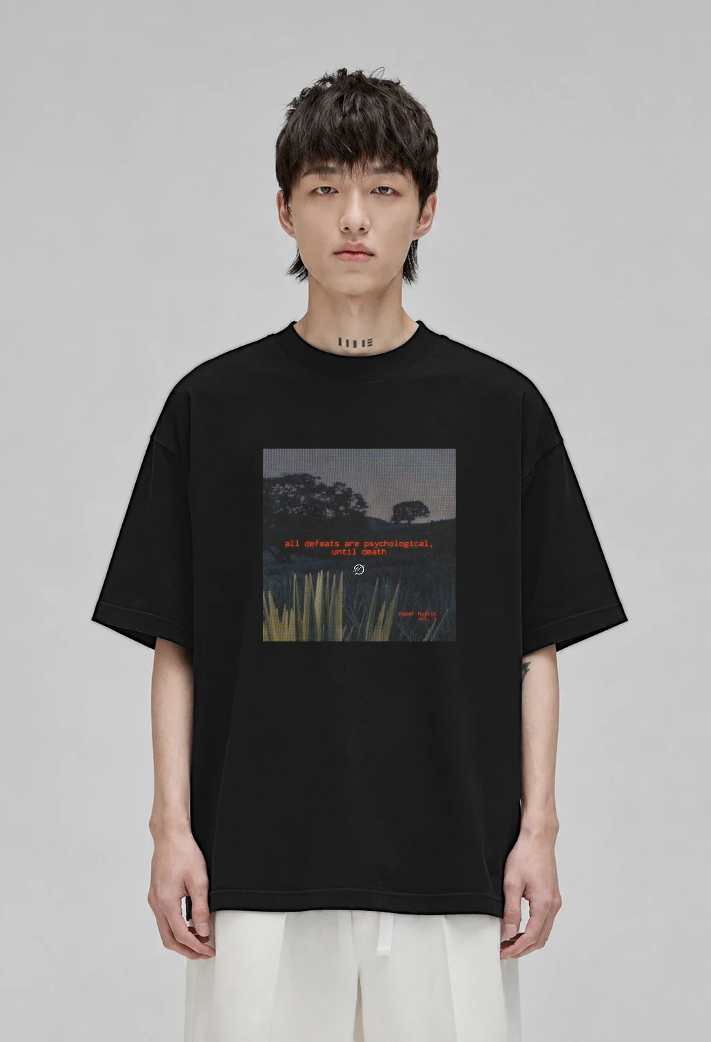 NoDefeatsR3 oversized t-shirt, black, front view