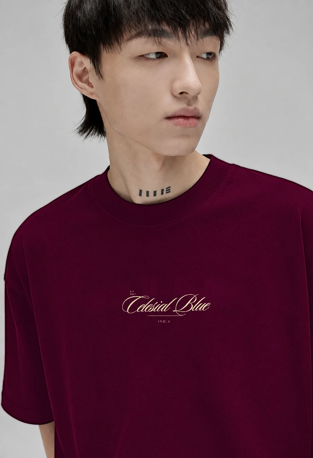 CLASSIC GOLDONMAROON oversized t-shirt, burgundy, front view